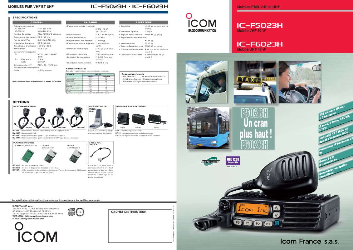 Guide utilisation ICOM IC-F5023H  de la marque ICOM