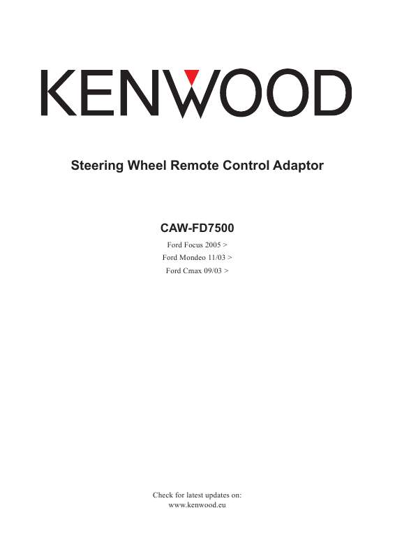 Guide utilisation KENWOOD CAW-FD7500  de la marque KENWOOD