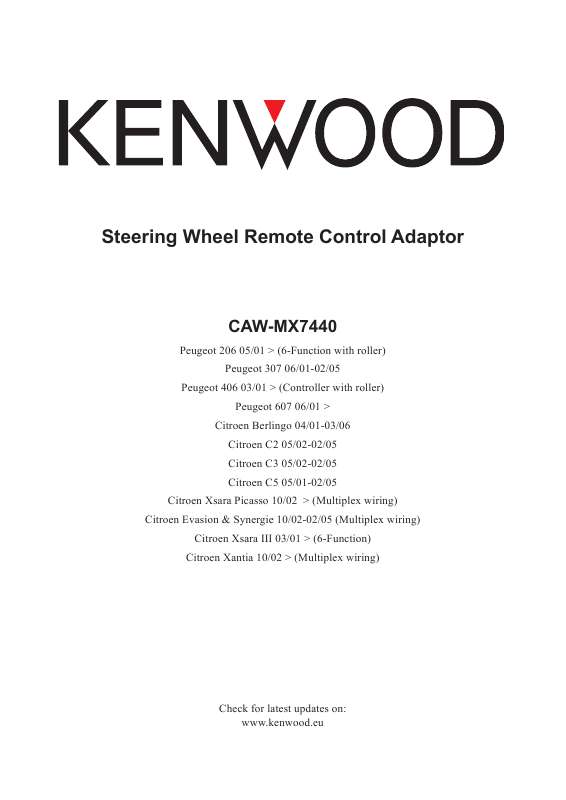Guide utilisation KENWOOD CAW-MX7440  de la marque KENWOOD