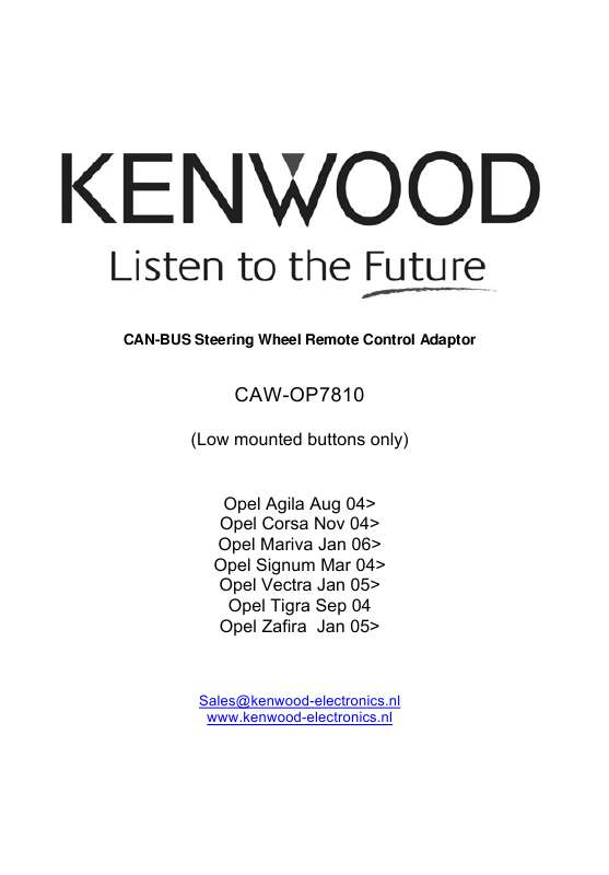 Guide utilisation KENWOOD CAW-OP7810  de la marque KENWOOD