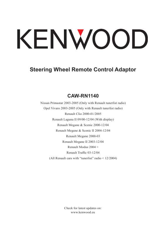 Guide utilisation KENWOOD CAW-RN1140  de la marque KENWOOD
