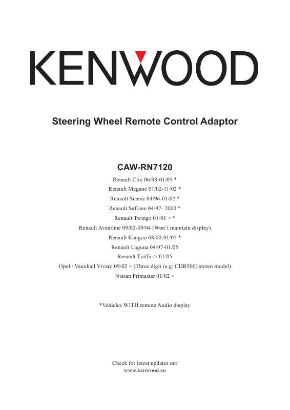 Guide utilisation KENWOOD CAW-RN7120  de la marque KENWOOD