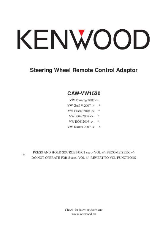 Guide utilisation KENWOOD CAW-VW1530  de la marque KENWOOD