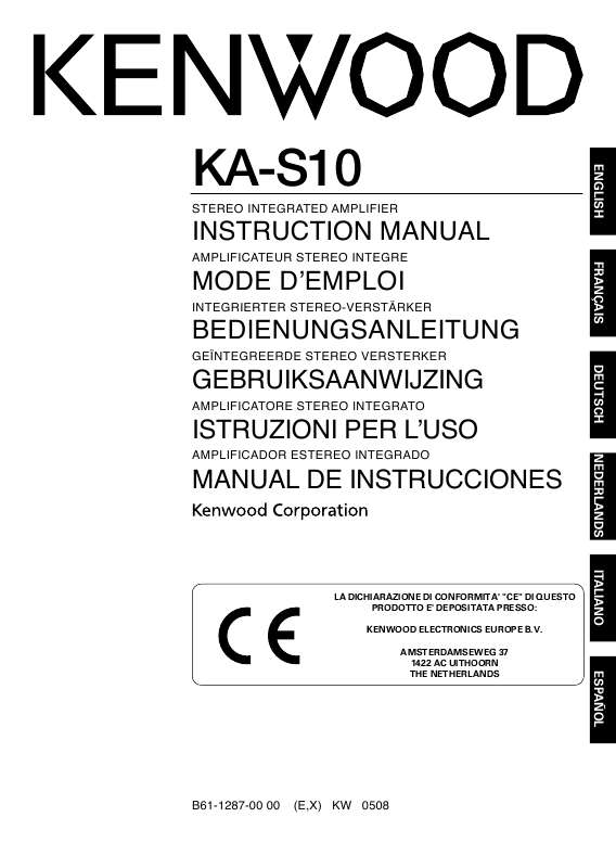 Guide utilisation KENWOOD KA-S10  de la marque KENWOOD