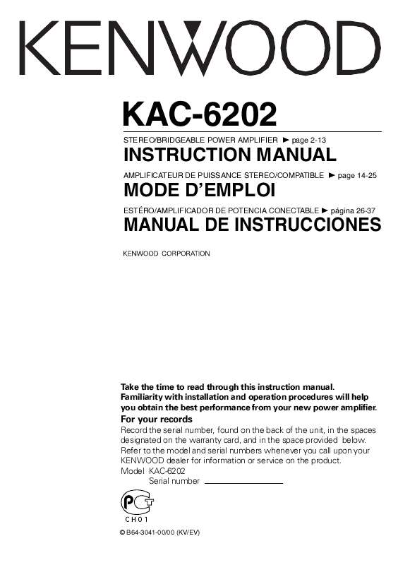 Guide utilisation KENWOOD KAC-6202  de la marque KENWOOD