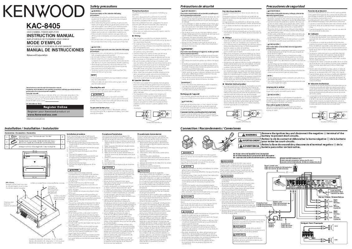Guide utilisation KENWOOD KAC-8405  de la marque KENWOOD
