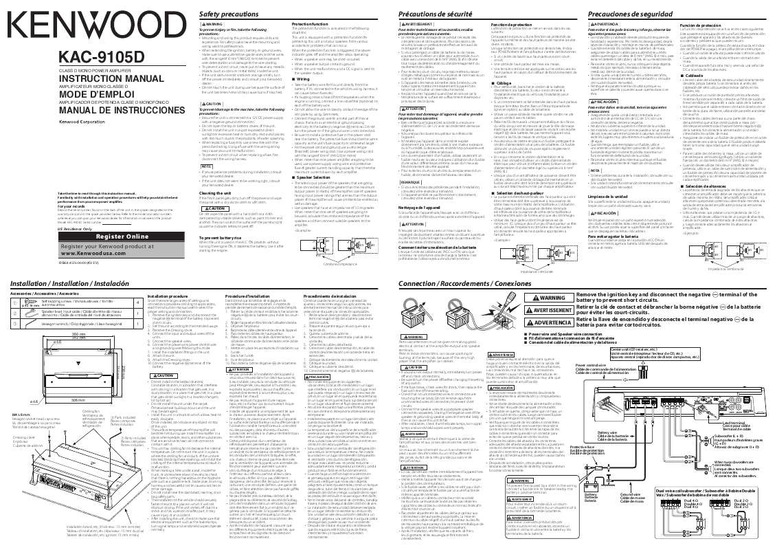 Guide utilisation KENWOOD KAC-9105D  de la marque KENWOOD