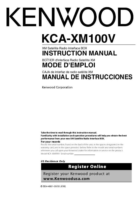 Guide utilisation KENWOOD KCA-XM100V  de la marque KENWOOD
