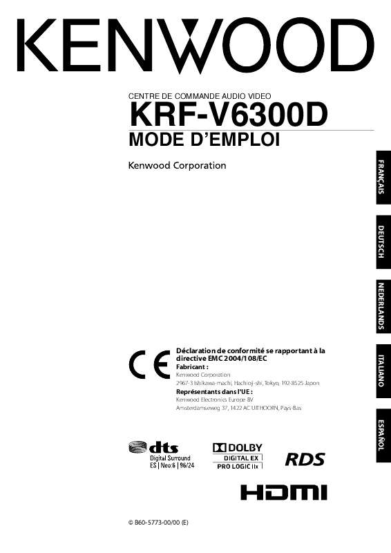 Guide utilisation KENWOOD KRF-V6300D  de la marque KENWOOD
