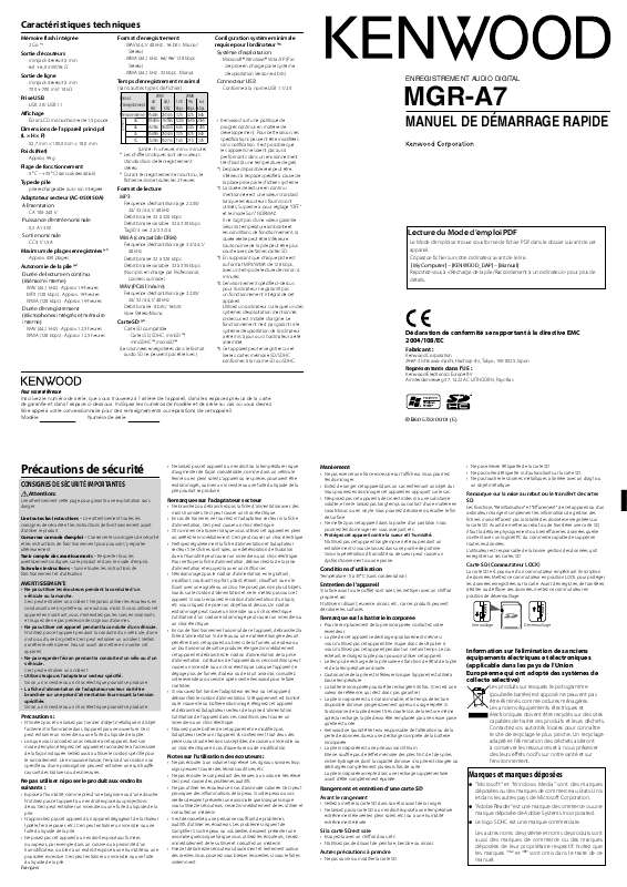 Guide utilisation  KENWOOD MGR-A7  de la marque KENWOOD