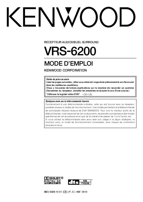Guide utilisation  KENWOOD VRS-6200  de la marque KENWOOD