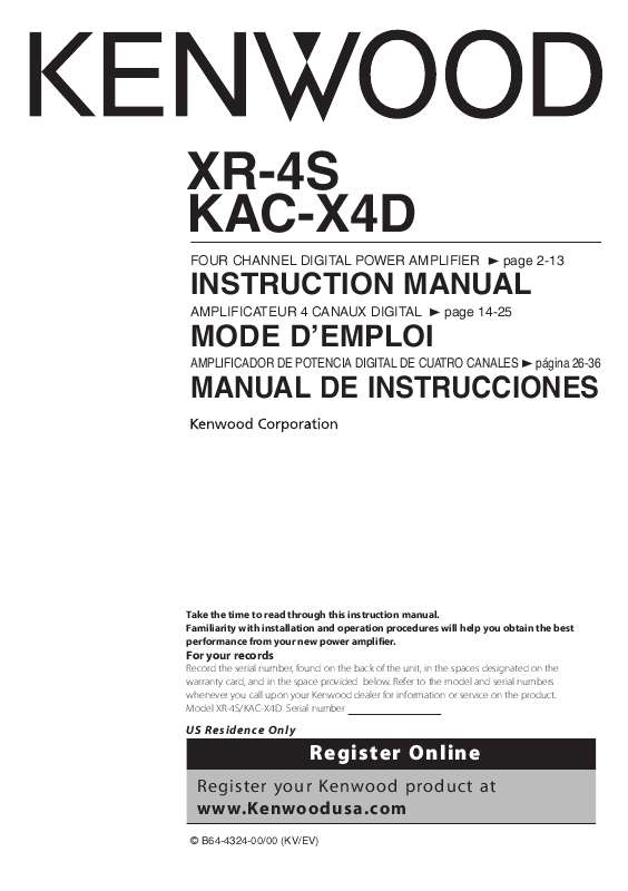 Guide utilisation  KENWOOD XR-4S  de la marque KENWOOD