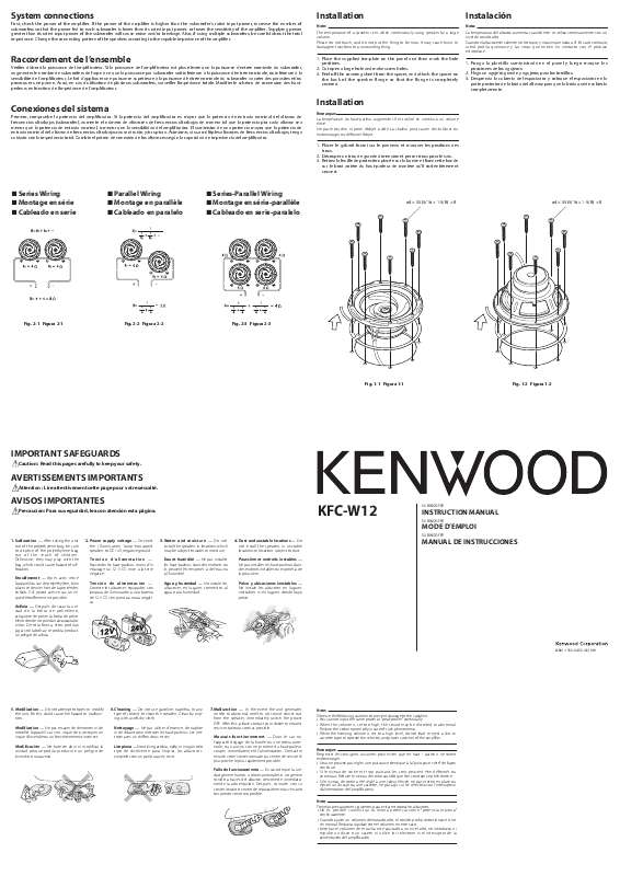 Guide utilisation KENWOOD KFC-W12  de la marque KENWOOD