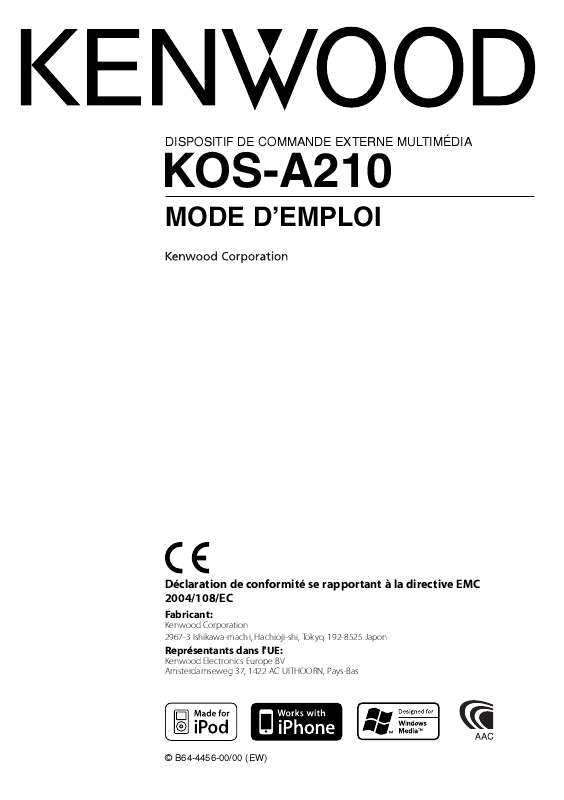 Guide utilisation KENWOOD KOS-A210  de la marque KENWOOD