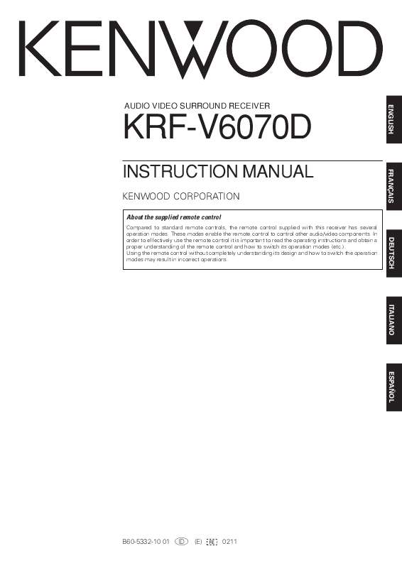 Guide utilisation KENWOOD KRF-V6070D  de la marque KENWOOD