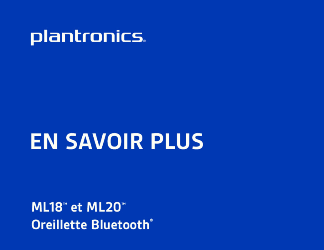 Guide utilisation PLANTRONICS ML20  de la marque PLANTRONICS