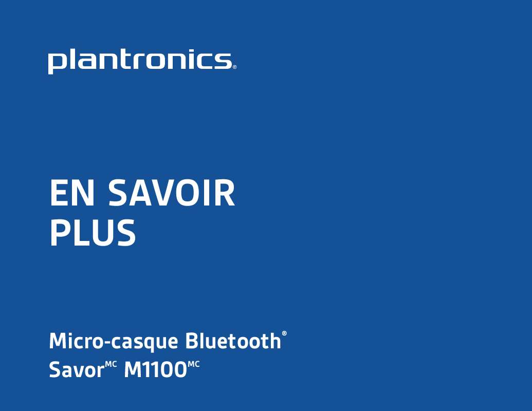 Guide utilisation PLANTRONICS SAVOR M1100  de la marque PLANTRONICS