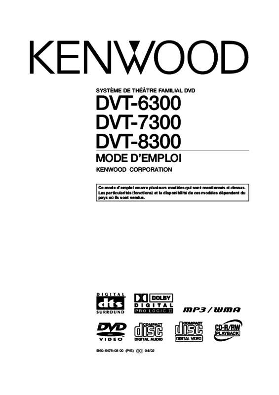 Guide utilisation  KENWOOD DVT-6300  de la marque KENWOOD