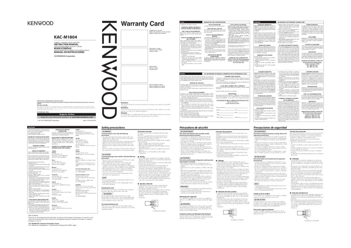 Guide utilisation KENWOOD KAC-M1804  de la marque KENWOOD