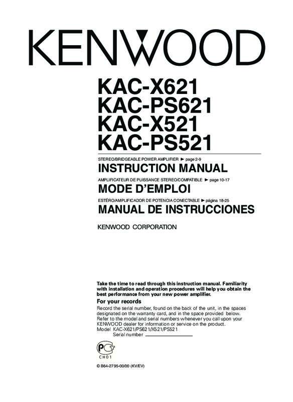 Guide utilisation KENWOOD KAC-X521  de la marque KENWOOD