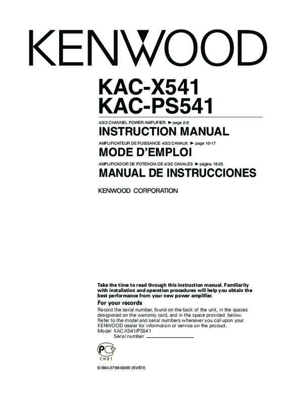 Guide utilisation KENWOOD KAC-X541  de la marque KENWOOD