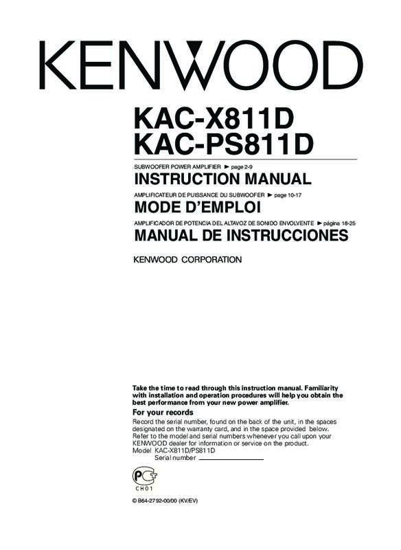 Guide utilisation KENWOOD KAC-X811D  de la marque KENWOOD