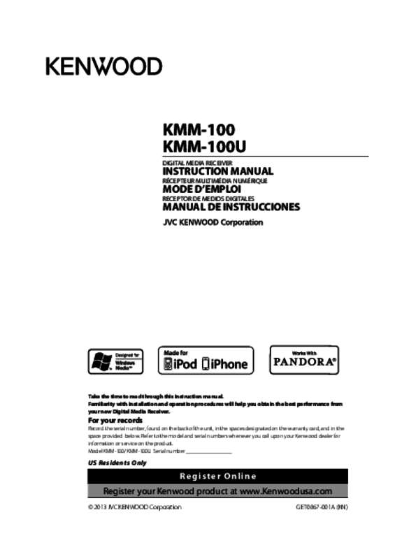 Guide utilisation  KENWOOD KMM-100U  de la marque KENWOOD