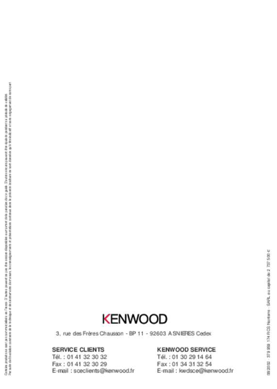 Guide utilisation  KENWOOD MA350  de la marque KENWOOD