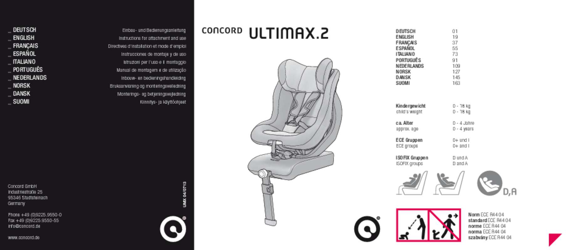 Guide utilisation CONCORD ULTIMAX 2 ISOFIX  de la marque CONCORD
