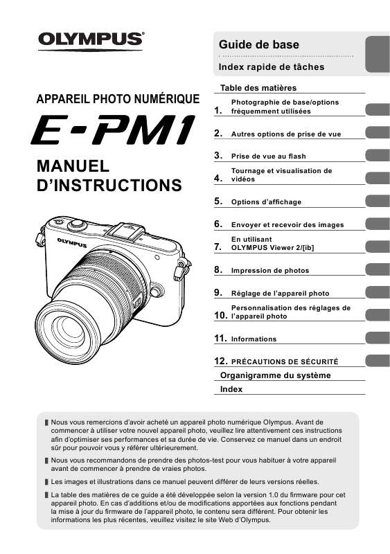 Guide utilisation OLYMPUS E-PM1  de la marque OLYMPUS
