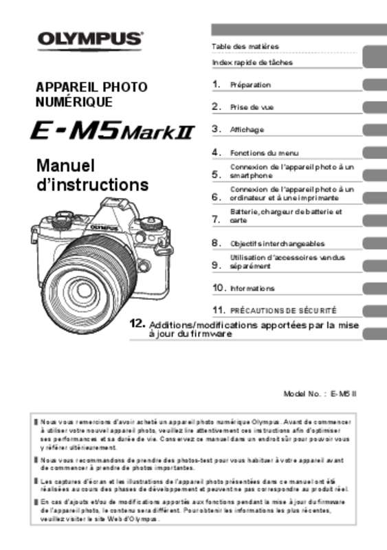 Guide utilisation OLYMPUS E-M5 MARK II  de la marque OLYMPUS