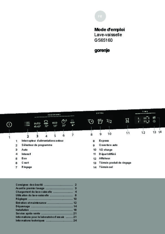 Guide utilisation GORENJE GV 61124 de la marque GORENJE