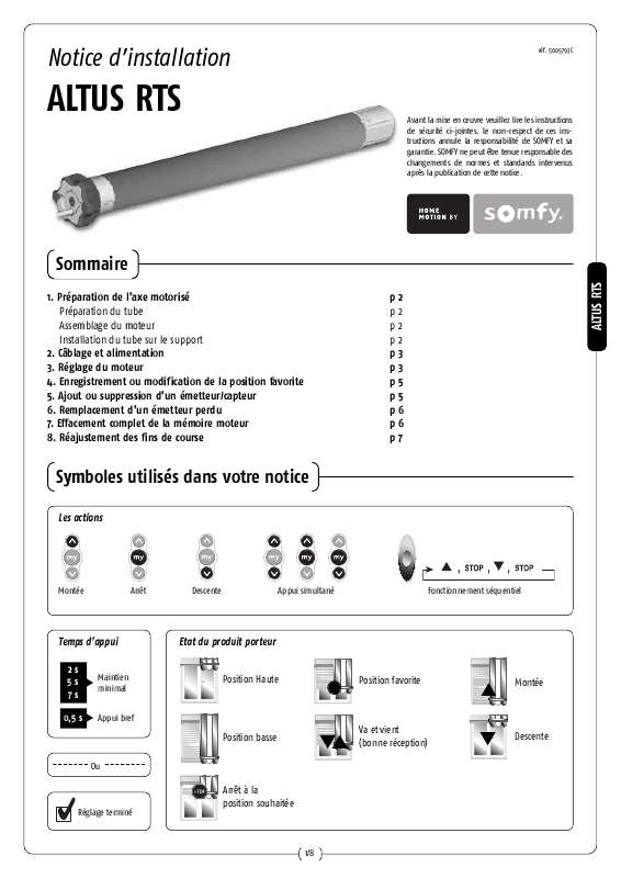 Guide utilisation  SOMFY 5005793C  de la marque SOMFY