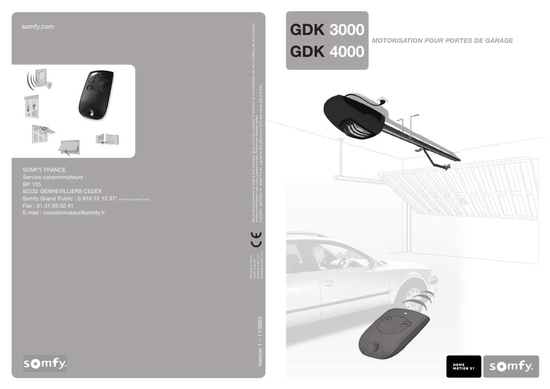 Guide utilisation  SOMFY GDK 3000  de la marque SOMFY