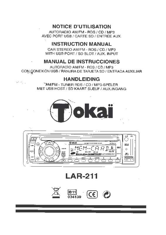 Guide utilisation  TOKAI LAR 211  de la marque TOKAI