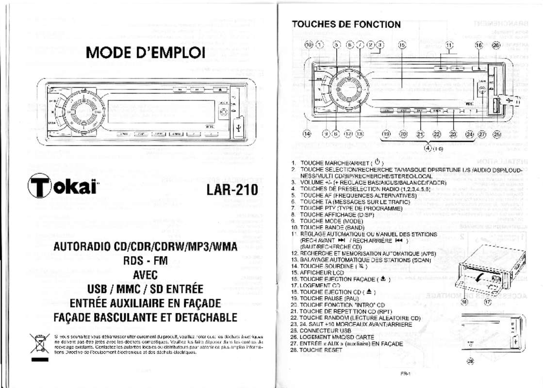 Guide utilisation  TOKAI LAR-210  de la marque TOKAI