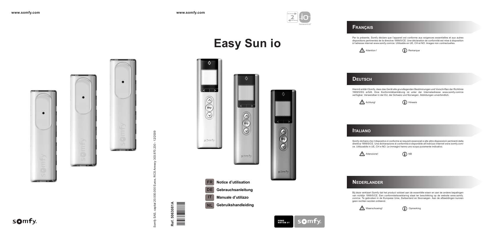 Guide utilisation  SOMFY EASY SUN IO  de la marque SOMFY