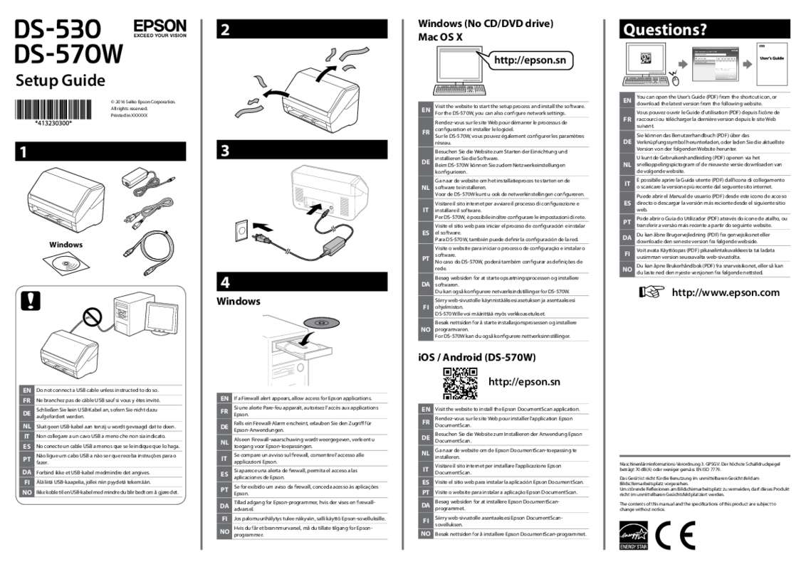 Guide utilisation  EPSON WORKFORCE DS-530N  de la marque EPSON