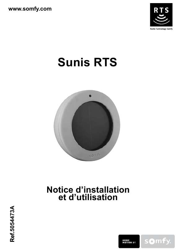 Guide utilisation  SOMFY SUNIS RTS  de la marque SOMFY
