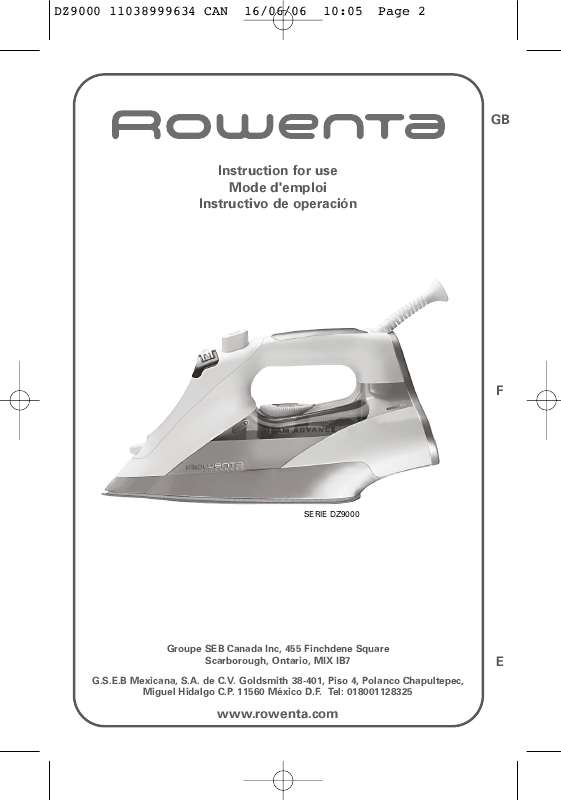 Guide utilisation  ROWENTA DZ 9010 ADVANCER  de la marque ROWENTA