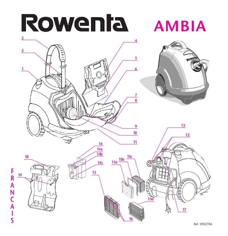 Guide utilisation  ROWENTA ASPIRATEUR AMBIA  de la marque ROWENTA