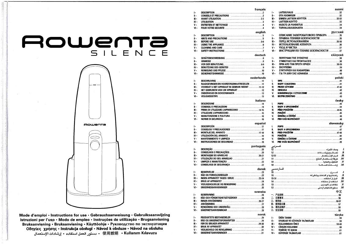 Guide utilisation ROWENTA AC 6117 SILENCE de la marque ROWENTA