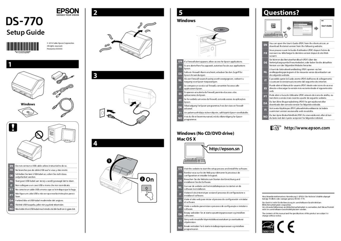 Guide utilisation  EPSON WORKFORCE DS-770  de la marque EPSON