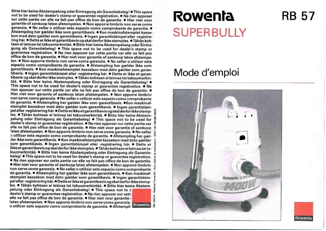 Guide utilisation ROWENTA RB 57 SUPER BULLY de la marque ROWENTA