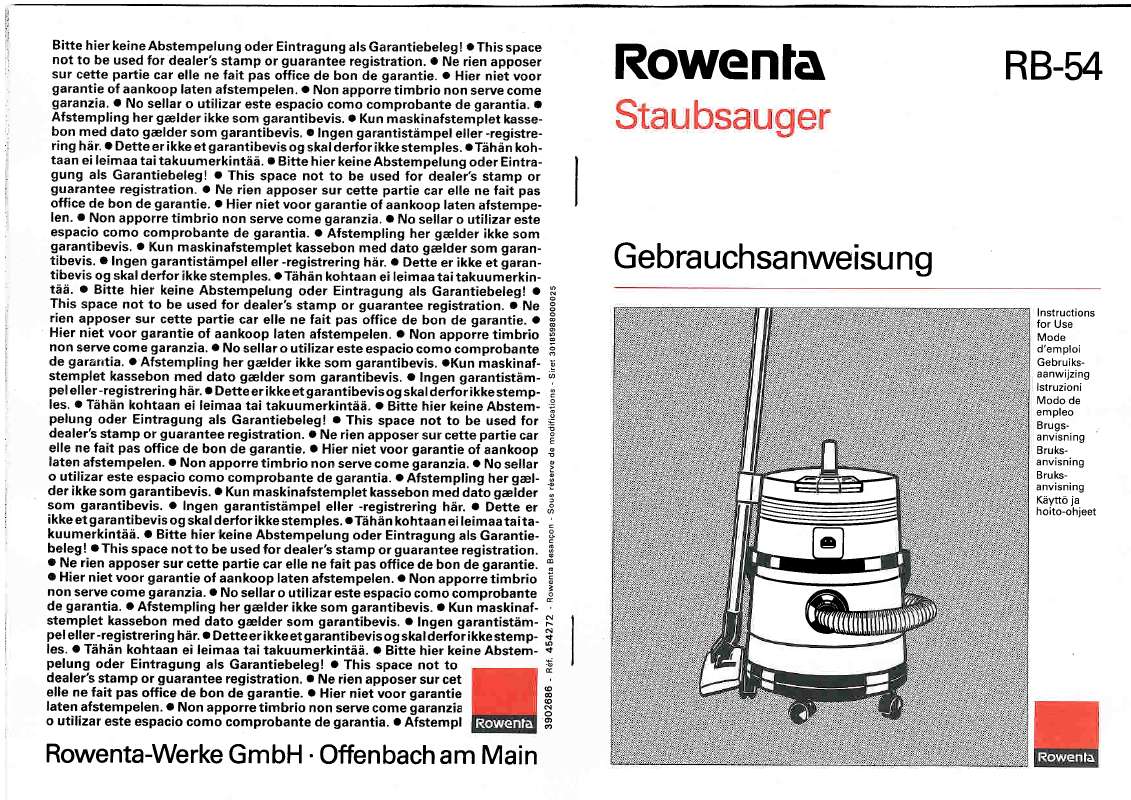 Guide utilisation ROWENTA RB54 SUPER BULLY de la marque ROWENTA