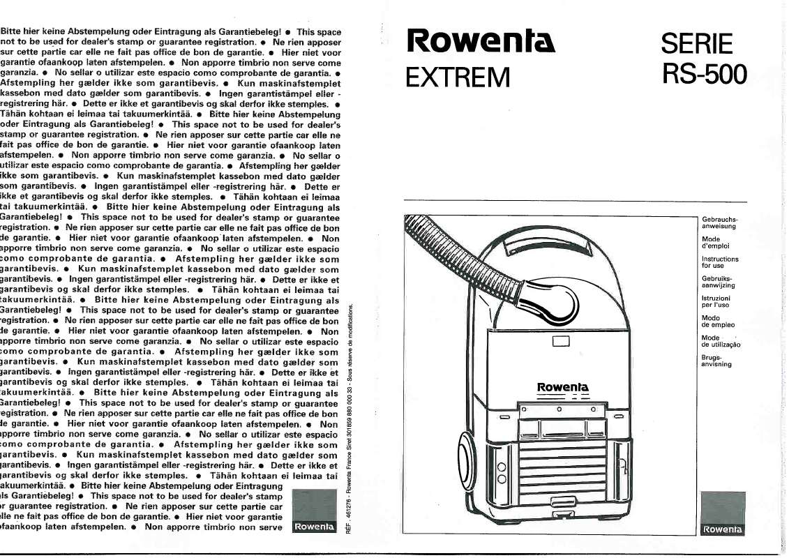 Guide utilisation  ROWENTA RS 500 EXTREM  de la marque ROWENTA