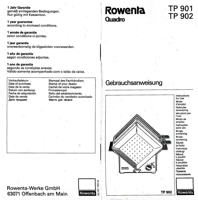 Guide utilisation  ROWENTA TP 902 QUATTRO  de la marque ROWENTA