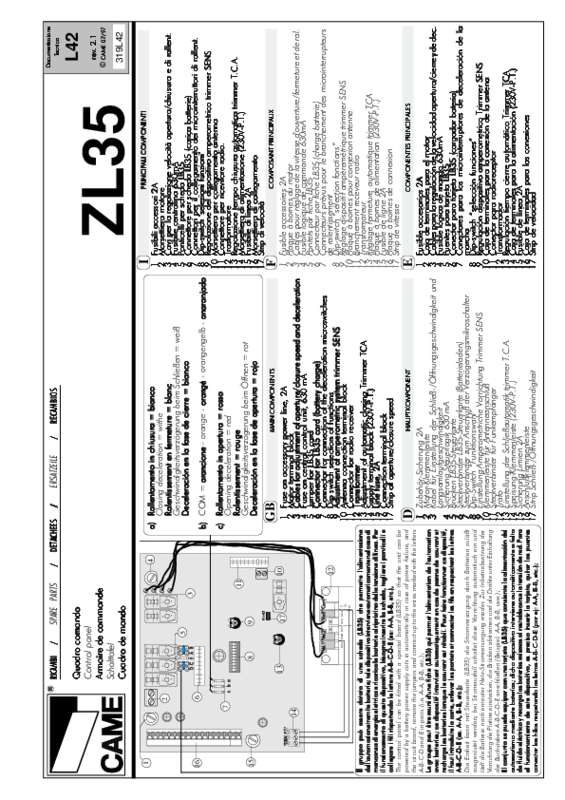 Guide utilisation  CAME ZL35  de la marque CAME