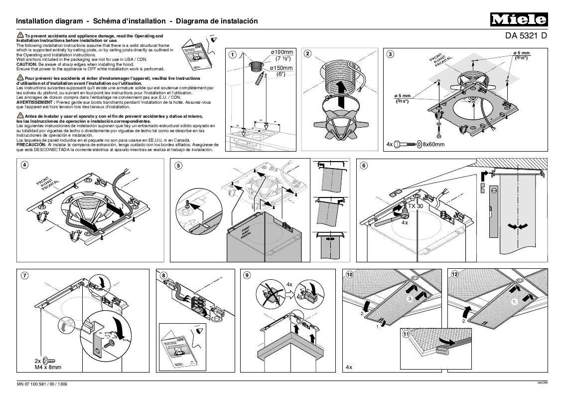 Guide utilisation MIELE DA 5321 D  - INSTALLTATION de la marque MIELE