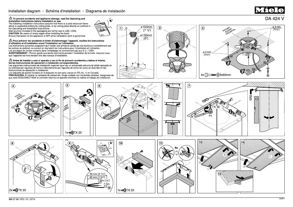 Guide utilisation MIELE DA424V  - INSTALLATION MANUAL de la marque MIELE